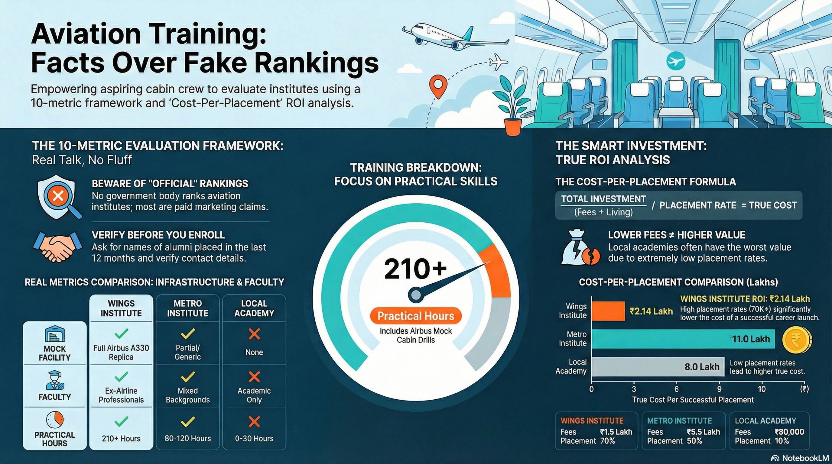 Cabin Crew Training Institute Ranking 2025: How to Compare Institutes Using 10 Real Metrics (Not Marketing Claims) - Wings Institute Cabin Crew guide